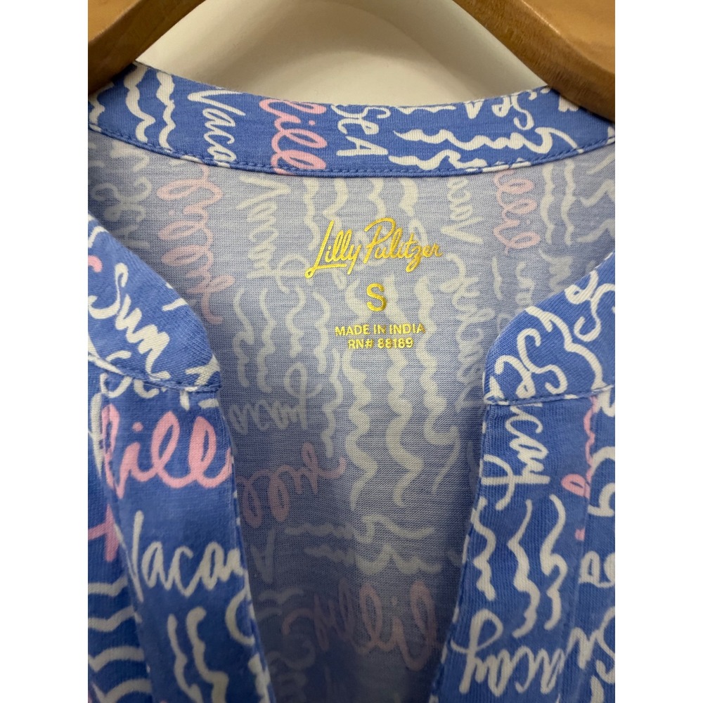 Lilly Pulitzer Colson Shift Dress Sunwashed Blue Seacrets Cotton Dress Size S - Picture 3 of 9